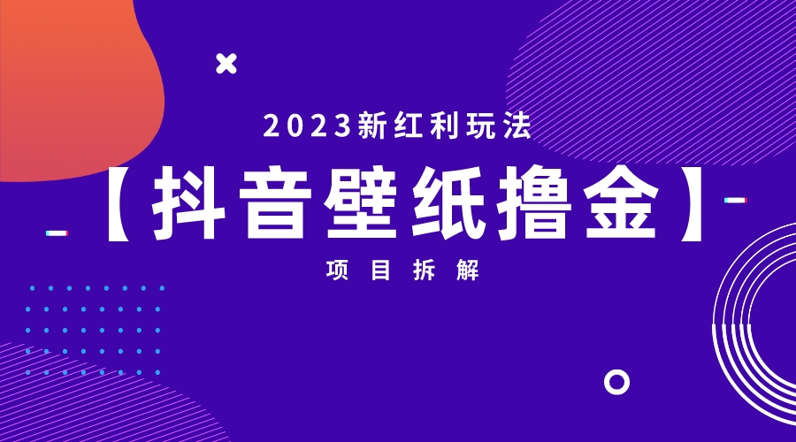 2023新红利玩法：抖音壁纸撸金项目-大伟资源网