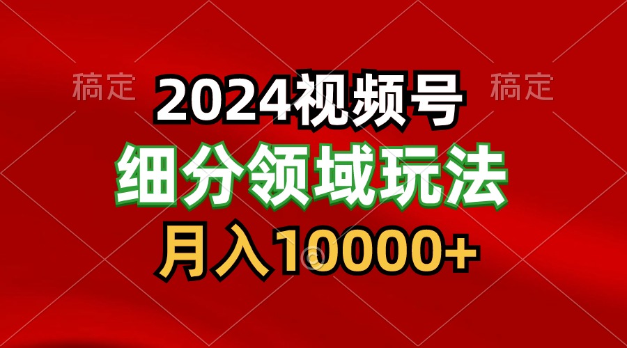 2024视频号分成计划细分领域玩法，每天5分钟，月入1W+-大伟资源网
