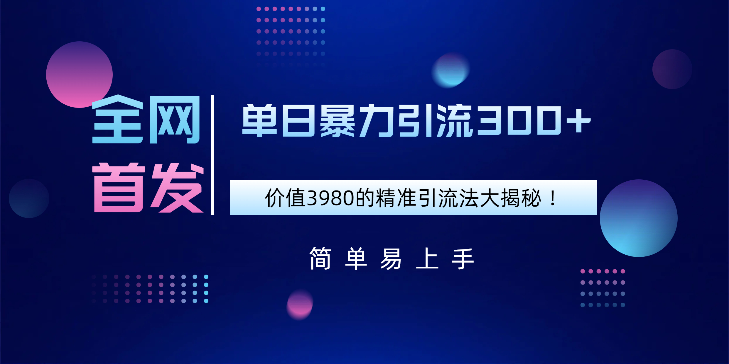 全网首发，价值3980单日暴力引流300+的精准引流法大揭秘！-大伟资源网