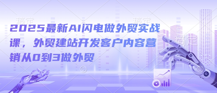 2025最新AI闪电做外贸实战课，外贸建站开发客户内容营销从0到3做外贸-大伟资源网