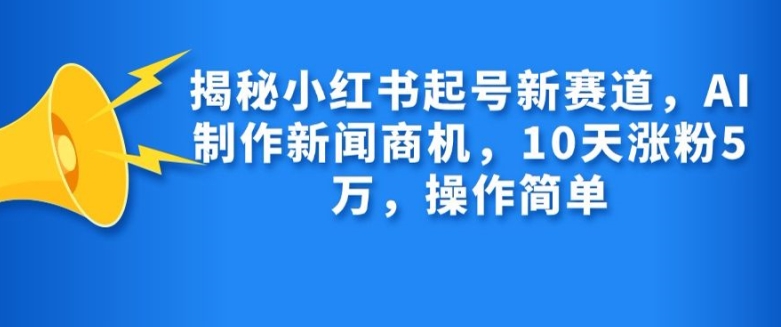 揭秘小红书起号新赛道，AI制作新闻商机，10天涨粉1万，操作简单-大伟资源网
