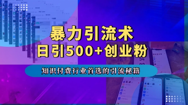 暴力引流术，专业知识付费行业首选的引流秘籍，一天暴流500+创业粉，五个手机流量接不完!-大伟资源网