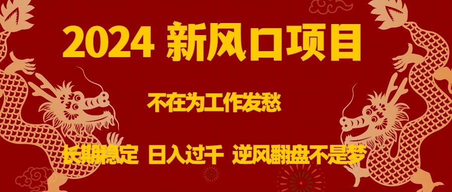 2024新风口项目，不在为工作发愁，长期稳定，日入过千 逆风翻盘不是梦-大伟资源网