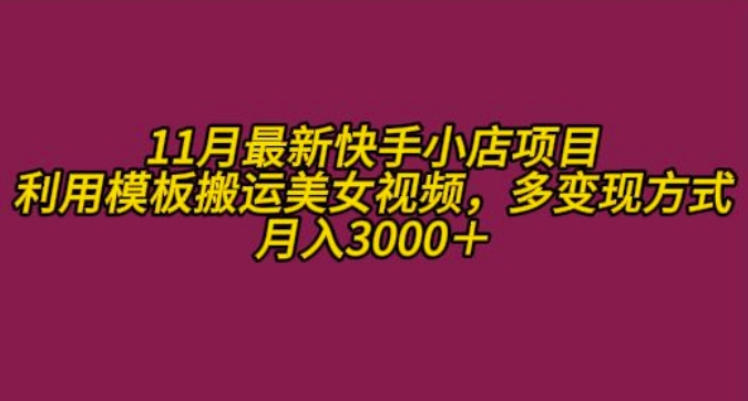 11月K总部落快手小店情趣男粉项目，利用模板搬运美女视频，多变现方式月入3000+-大伟资源网