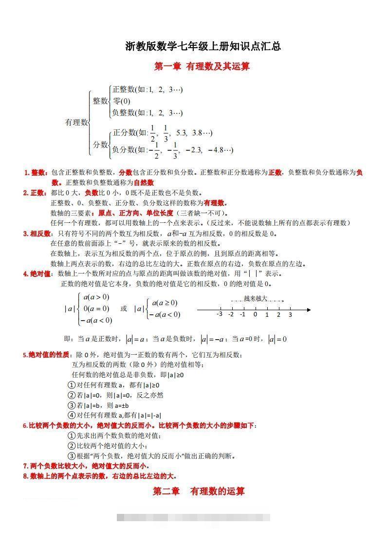 浙教版数学七年级上知识点总结(1)-大伟资源网