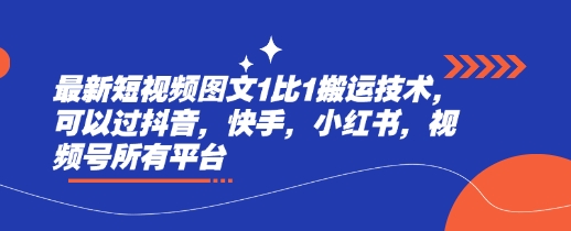 最新短视频图文1比1搬运技术，可以过抖音，快手，小红书，视频号所有平台-大伟资源网