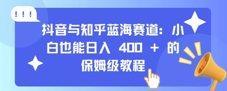 抖音与知乎蓝海赛道：小白也能日入 4张 的保姆级教程-大伟资源网