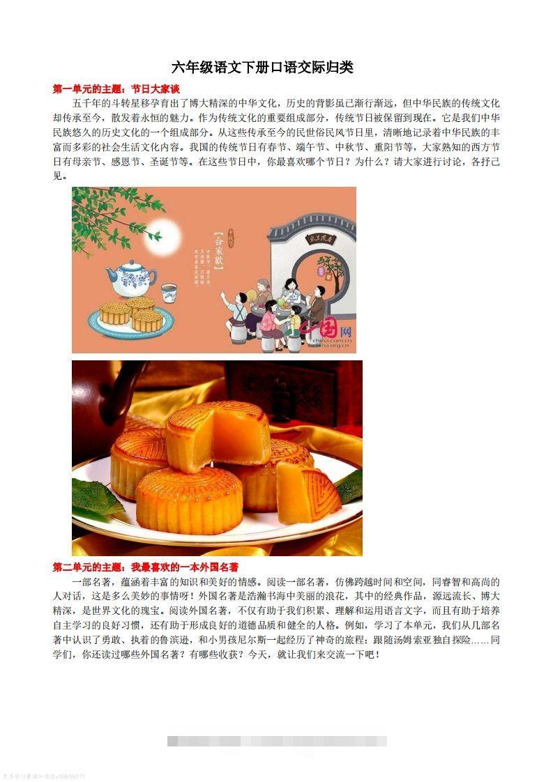 语文六年级下册口语交际专项练习-大伟资源网