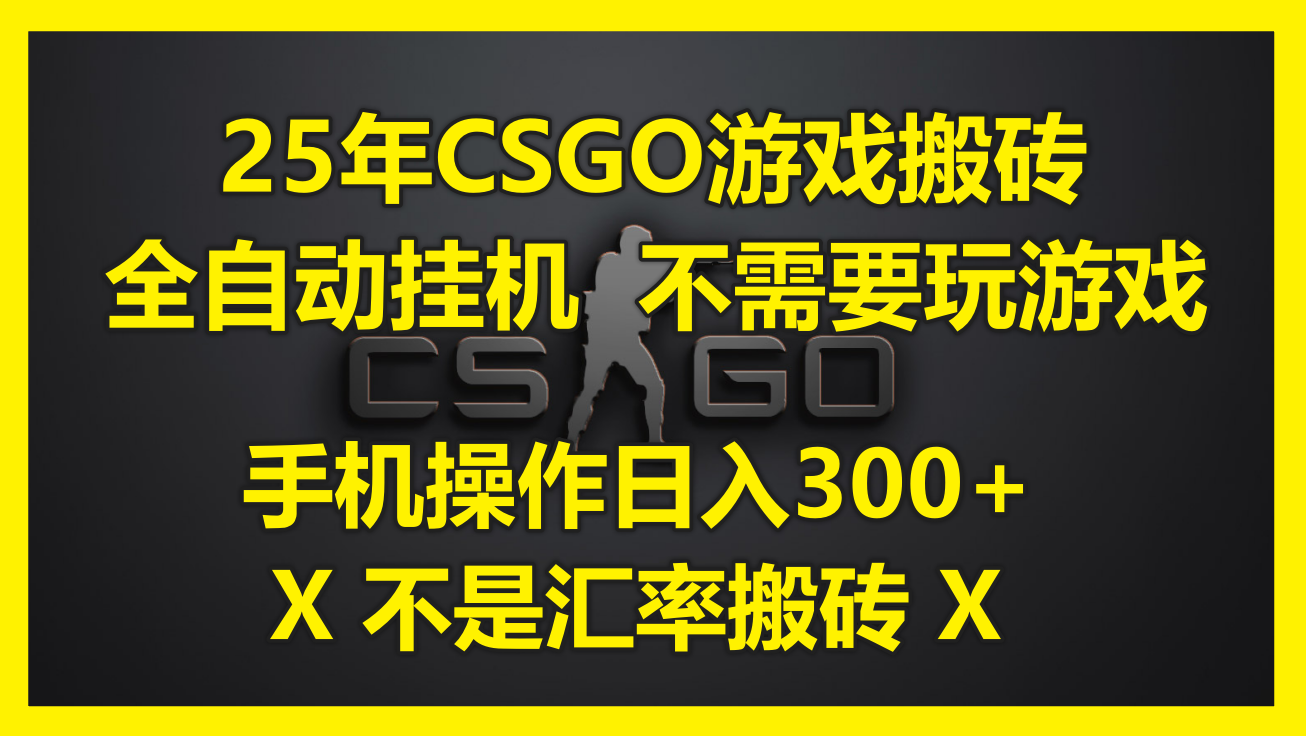25年CSGO游戏搬砖，全自动挂机，不需要玩游戏，手机操作日入300+。(不…-大伟资源网