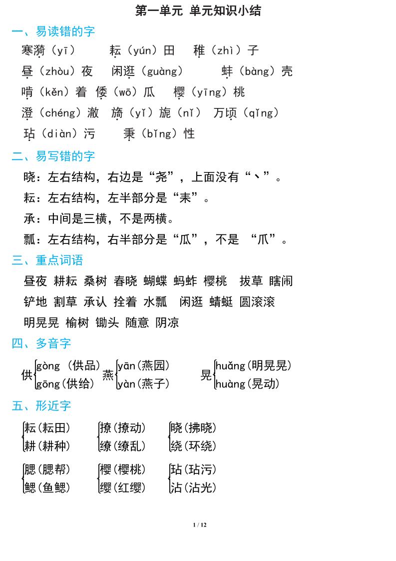 语文五年级下册期中复习知识要点-大伟资源网