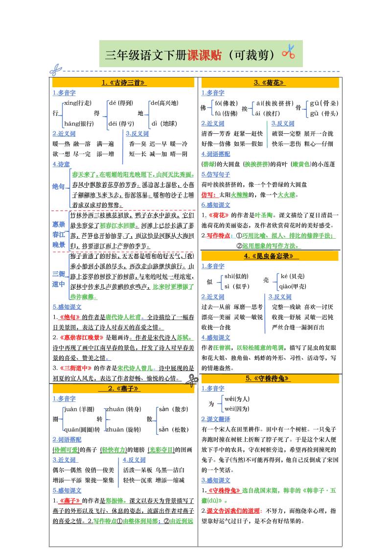 【课课贴彩色版（完整28课）】三下语文-大伟资源网