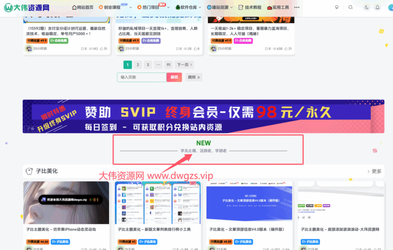 子比主题 – 加一个NEW居中标题样式美化-大伟资源网