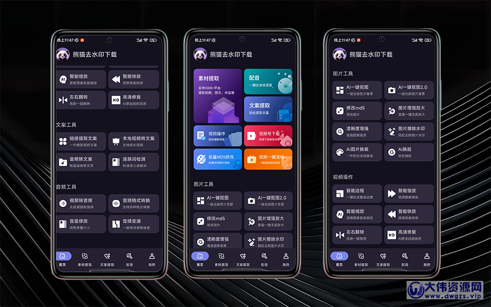 熊猫去水印下载APP – 3000 + 平台覆盖,消除复杂水印、提取文案配音、AI 抠图,全能创作助手!