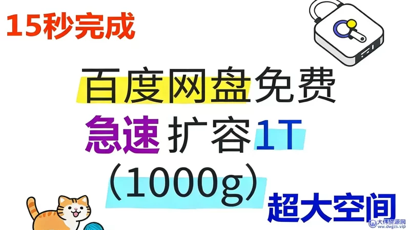 百度网盘免费急速扩容1000G教程（免费分享）-大伟资源网