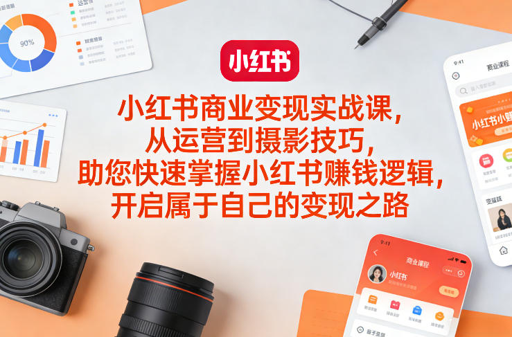 小红书商业变现实战课，从运营到摄影技巧，助您快速掌握小红书賺钱逻辑，开启属于自己的变现之路-大伟资源网