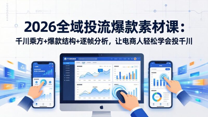 2026全域投流爆款素材课：千川乘方+爆款结构+逐帧分析，让电商人轻松学会投千川-大伟资源网