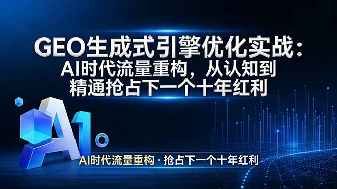 GEO 生成式引擎优化实战：AI时代流量重构，从认知到精通抢占下一个十年红利-大伟资源网