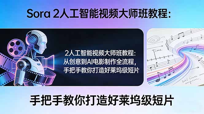 Sora 2人工智能视频大师班教程：从创意到AI电影制作全流程，手把手教你打造好莱坞级短片-大伟资源网