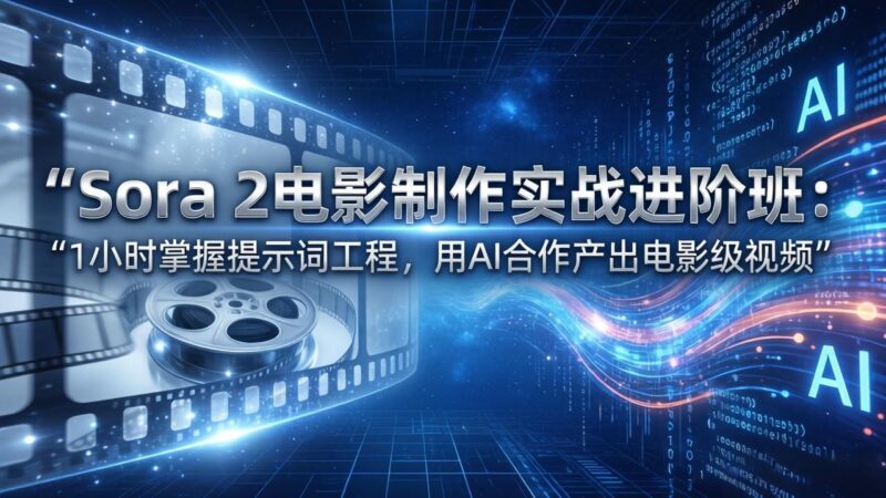 Sora 2电影制作实战进阶班：1小时掌握提示词工程，用AI合作产出电影级视频-大伟资源网