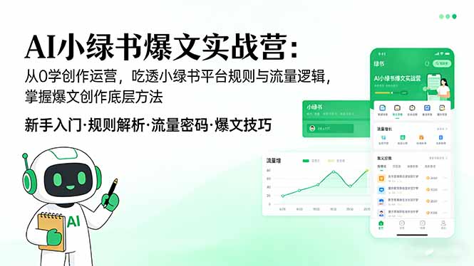 AI 小绿书爆文实战营：从0学创作运营，吃透小绿书平台规则与流量逻辑，掌握爆文创作底层方法-大伟资源网