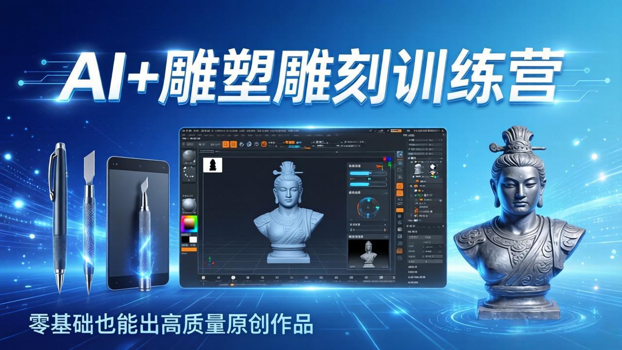图片[1]-AI+雕塑雕刻训练营：从AI创作、大模型训练到3D雕刻 + 渲染，零基础也能出高质量原创作品-大伟资源网