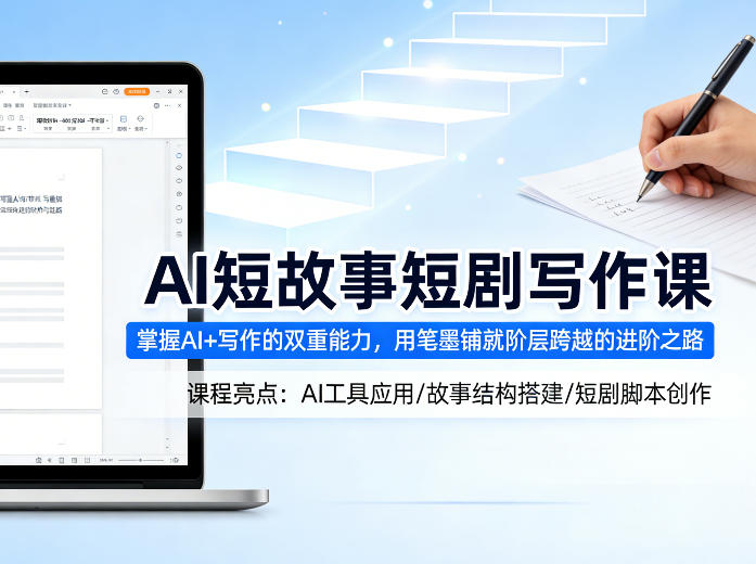 AI短故事短剧写作课，掌握AI+写作的双重能力，用笔墨铺就阶层跨越的进阶之路-大伟资源网