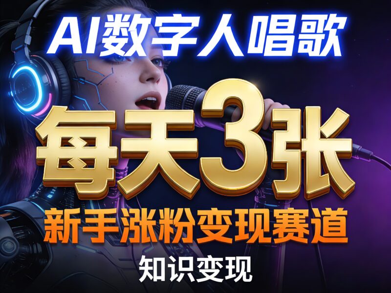AI数字人唱歌，新手涨粉变现赛道，每天3张和知识付费，副业必备-大伟资源网