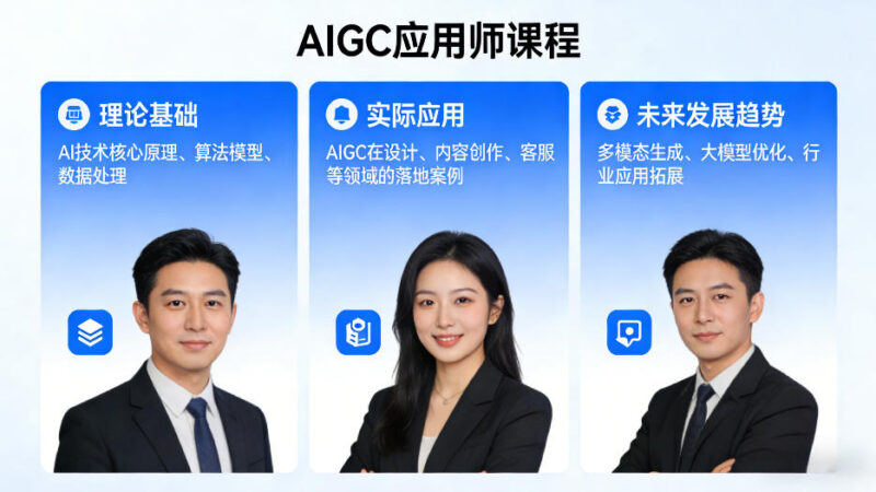 AIGC应用师课程，覆盖了AI技术的理论基础、实际应用、以及未来发展趋势-大伟资源网