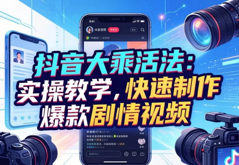抖音大乘活法：实操教学，快速制作爆款剧情视频-大伟资源网