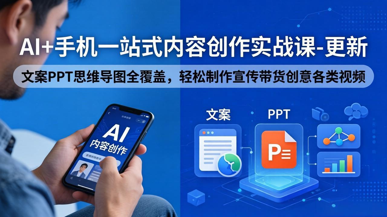 图片[1]-AI+手机一站式内容创作实战课-更新，文案PPT思维导图全覆盖，轻松制作宣传带货创意各类视频-大伟资源网