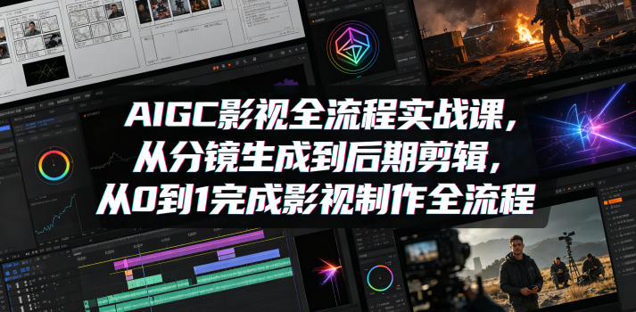AIGC影视全流程实战课，从分镜生成到后期剪辑，从0到1完成影视制作全流程-大伟资源网