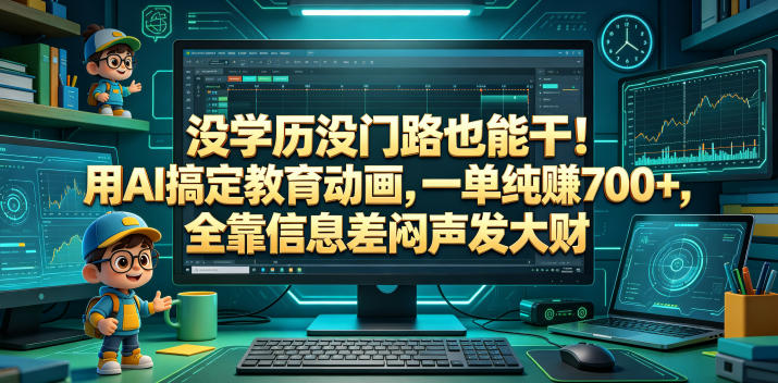 没学历没门路也能干！用AI搞定教育动画，一单纯賺700+，全靠信息差闷声发大财【揭秘】-大伟资源网
