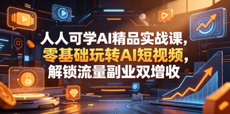 人人可学AI精品实战课，零基础玩转AI短视频，解锁流量副业双增收-大伟资源网