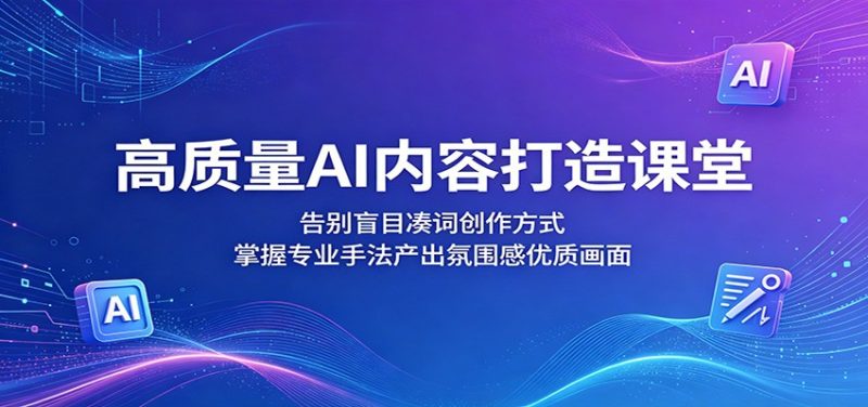 高质量AI内容打造课堂：告别盲目凑词创作方式，掌握专业手法产出氛围感优质画面-大伟资源网