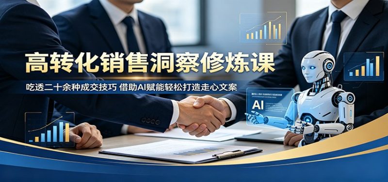 高转化销售洞察修炼课:吃透二十余种成交技巧,借助AI赋能轻松打造走心文案-大伟资源网