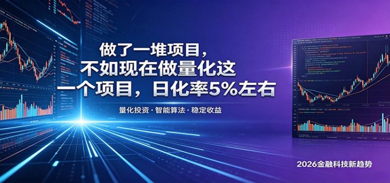 做了一堆项目，不如现在做量化这一个项目，模式简单，收益可控-大伟资源网