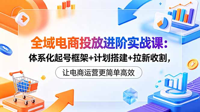全域电商投放进阶实战课：体系化起号框架+计划搭建+拉新收割，让电商运营更简单高效-大伟资源网