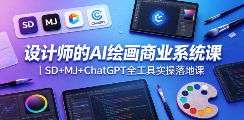 设计师的AI绘画商业系统课｜SD+MJ+ChatGPT全工具实操落地课-大伟资源网