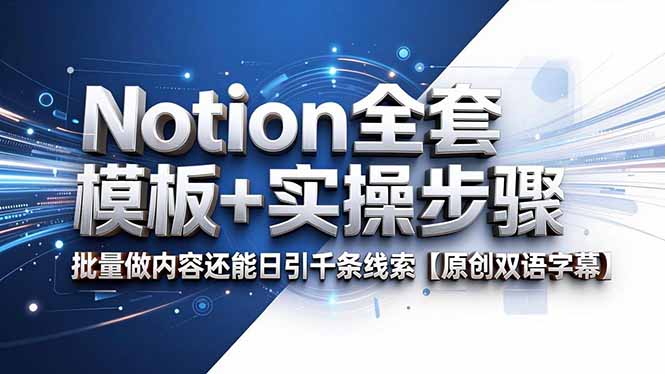 Notion全套模板+实操步骤，批量做内容还能日引千条线索【原创双语字幕】-大伟资源网