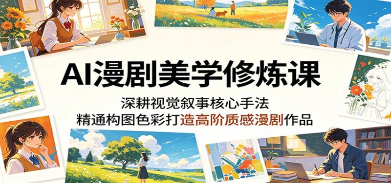 AI漫剧美学修炼课：深耕视觉叙事核心手法，精通构图色彩打造高阶质感漫剧作品-大伟资源网