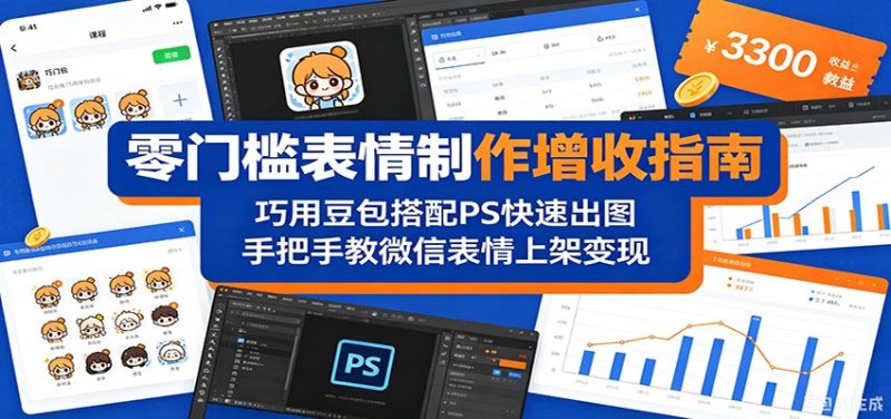 零门槛表情制作增收指南：巧用豆包搭配 PS 快速出图，手把手教微信表情上架变现-大伟资源网