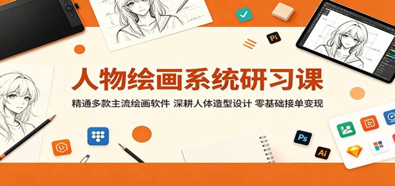 人物绘画系统研习课：精通多款主流绘画软件，深耕人体造型设计，零基础接单变现-大伟资源网