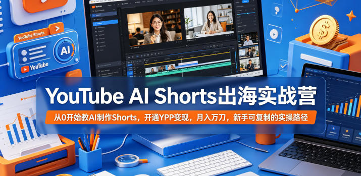 YouTube AI Shorts出海实战营，从0开始教AI制作Shorts，开通YPP变现，月入万刀，新手可复制的实操路径-大伟资源网
