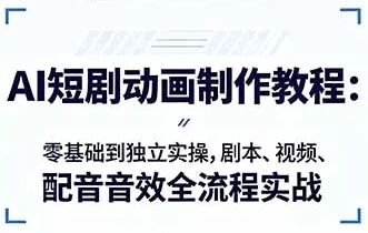 AI短剧动画制作入门：零基础到独立实操，剧本、视频、配音音效全流程实战-大伟资源网
