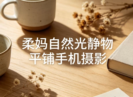 柔妈自然光静物平铺手机摄影-大伟资源网