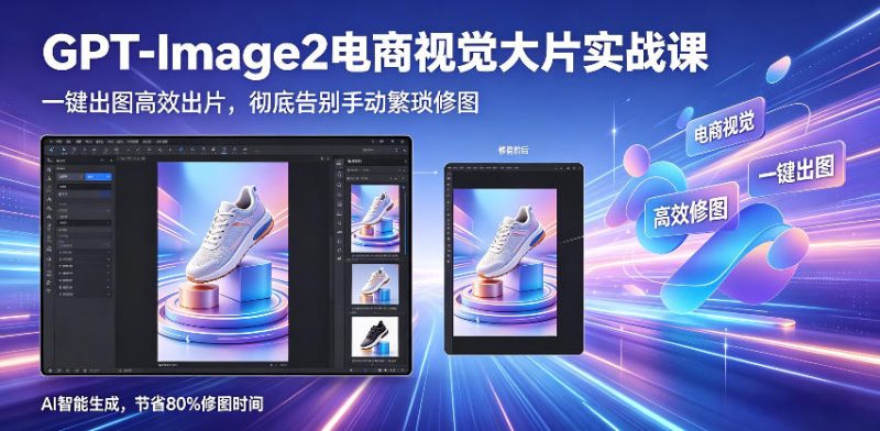 GPT-Image2电商视觉大片实战课，一键出图高效出片，彻底告别手动繁琐修图-大伟资源网