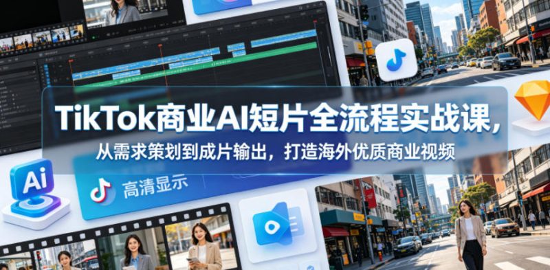 TikTok商业AI短片全流程实战课，从需求策划到成片输出，打造海外优质商业视频-大伟资源网