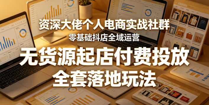 资深大佬个人电商实战社群，零基础抖店全域运营，无货源起店付费投放，全套落地玩法-大伟资源网