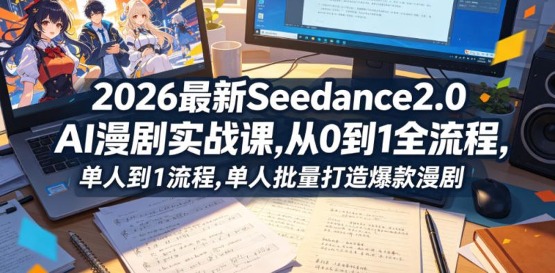 2026最新Seedance2.0 AI漫剧实战课,，从0到1全流程，单人批量打造爆款漫剧-大伟资源网