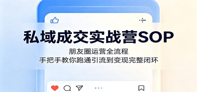 私域成交实战营SOP：朋友圈运营全流程，手把手教你跑通引流到变现完整闭环-大伟资源网